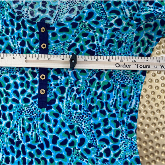 Lilly Pulitzer Womens Caila Dress Size S Gigi Henley Button Cyan Blue Giraffe - Picture 8 of 9
